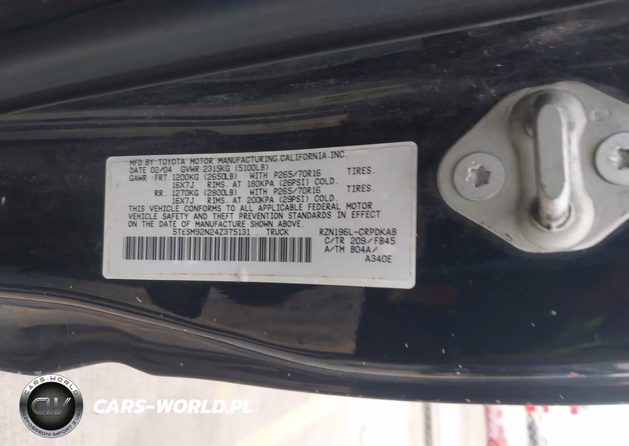 2004 Toyota Tacoma Prerunner VIN:5TESM92N24Z375131 - 9