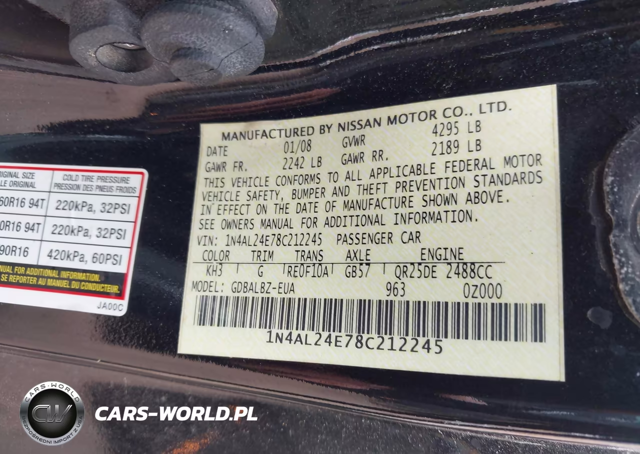 2008 Nissan Altima 2.5 S VIN:1N4AL24E78C212245 - 9