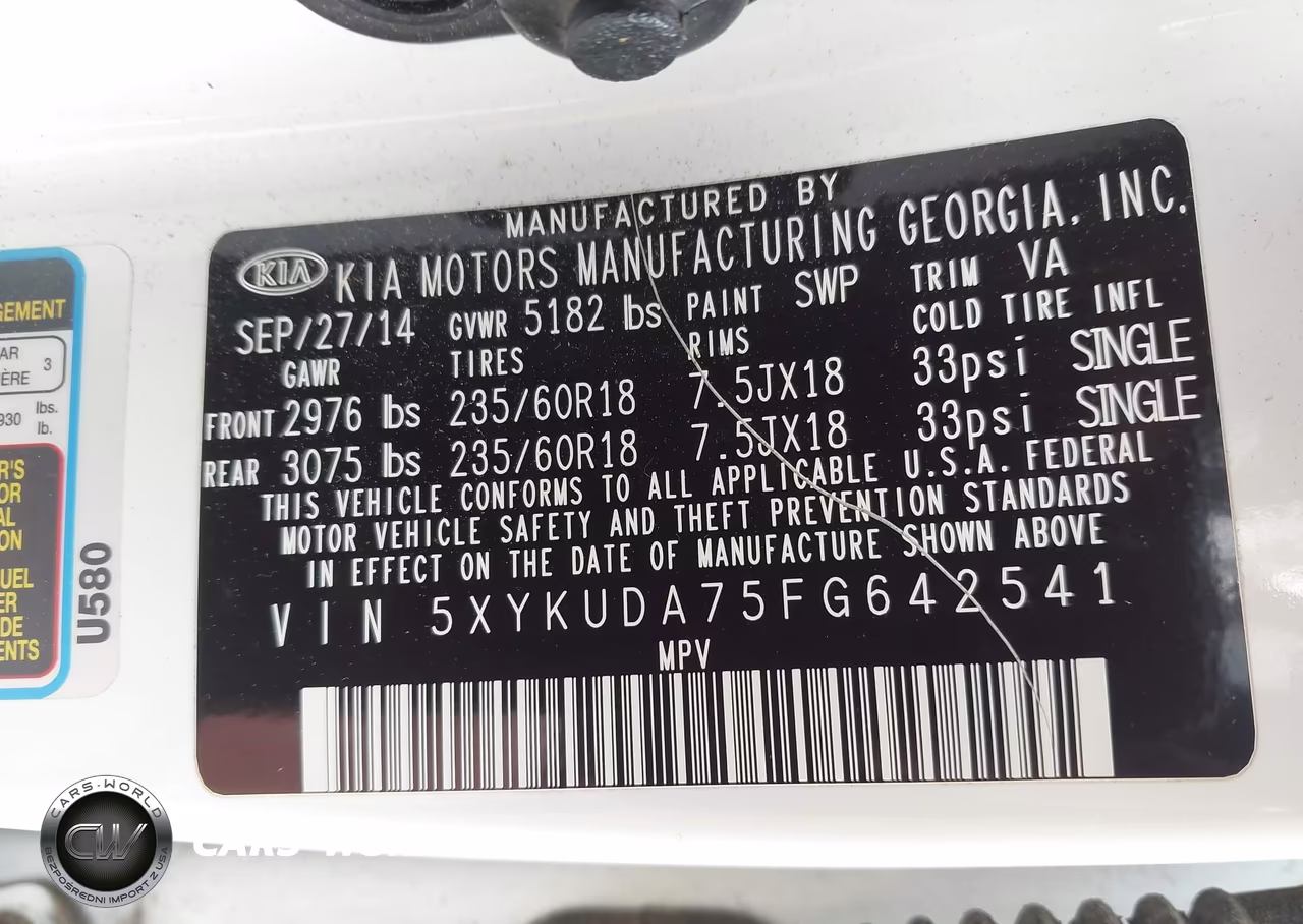 2015 Kia Sorento Ex V6 VIN:5XYKUDA75FG642541 - 9