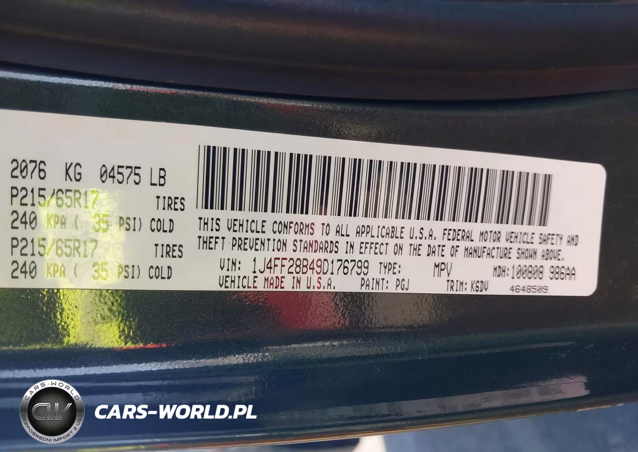 2009 Jeep Patriot Sport VIN:1J4FF28B49D176799 - 9