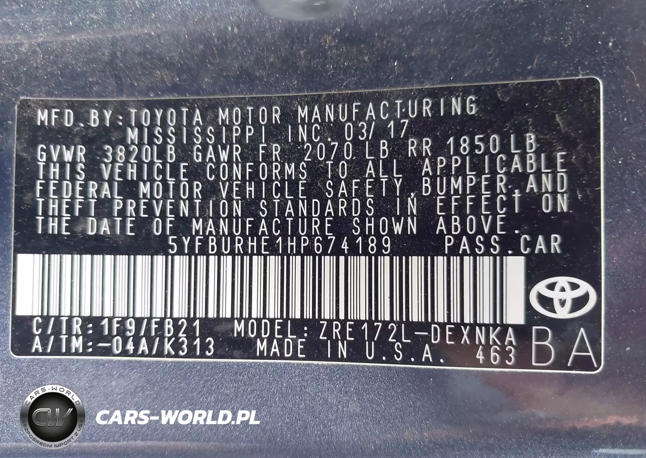 2017 Toyota Corolla Le VIN:5YFBURHE1HP674189 - 9