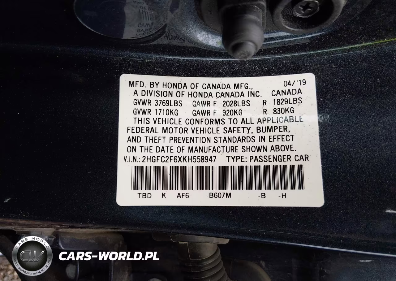 2019 Honda Civic Lx VIN:2HGFC2F6XKH558947 - 9