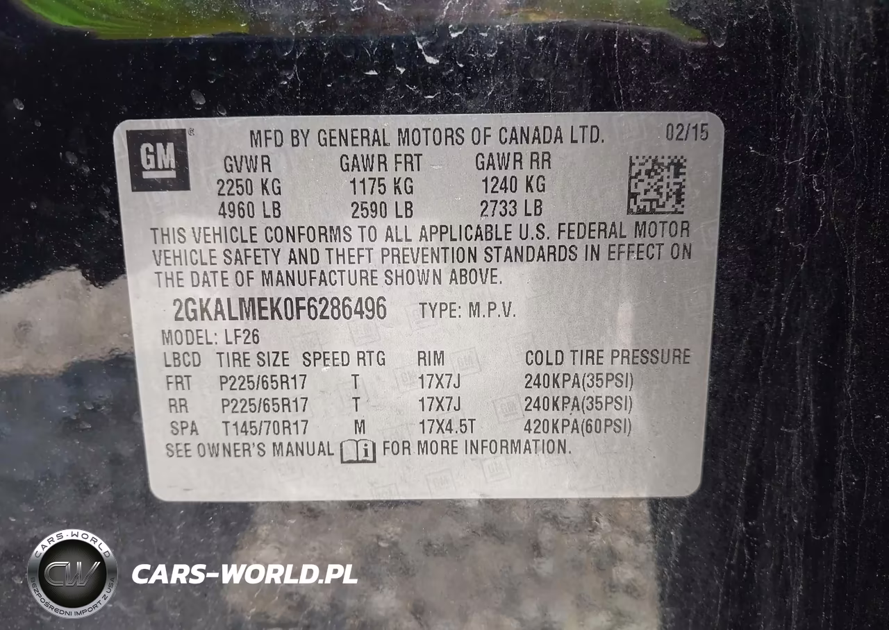 2015 GMC Terrain Sle-1 VIN:2GKALMEK0F6286496 - 9