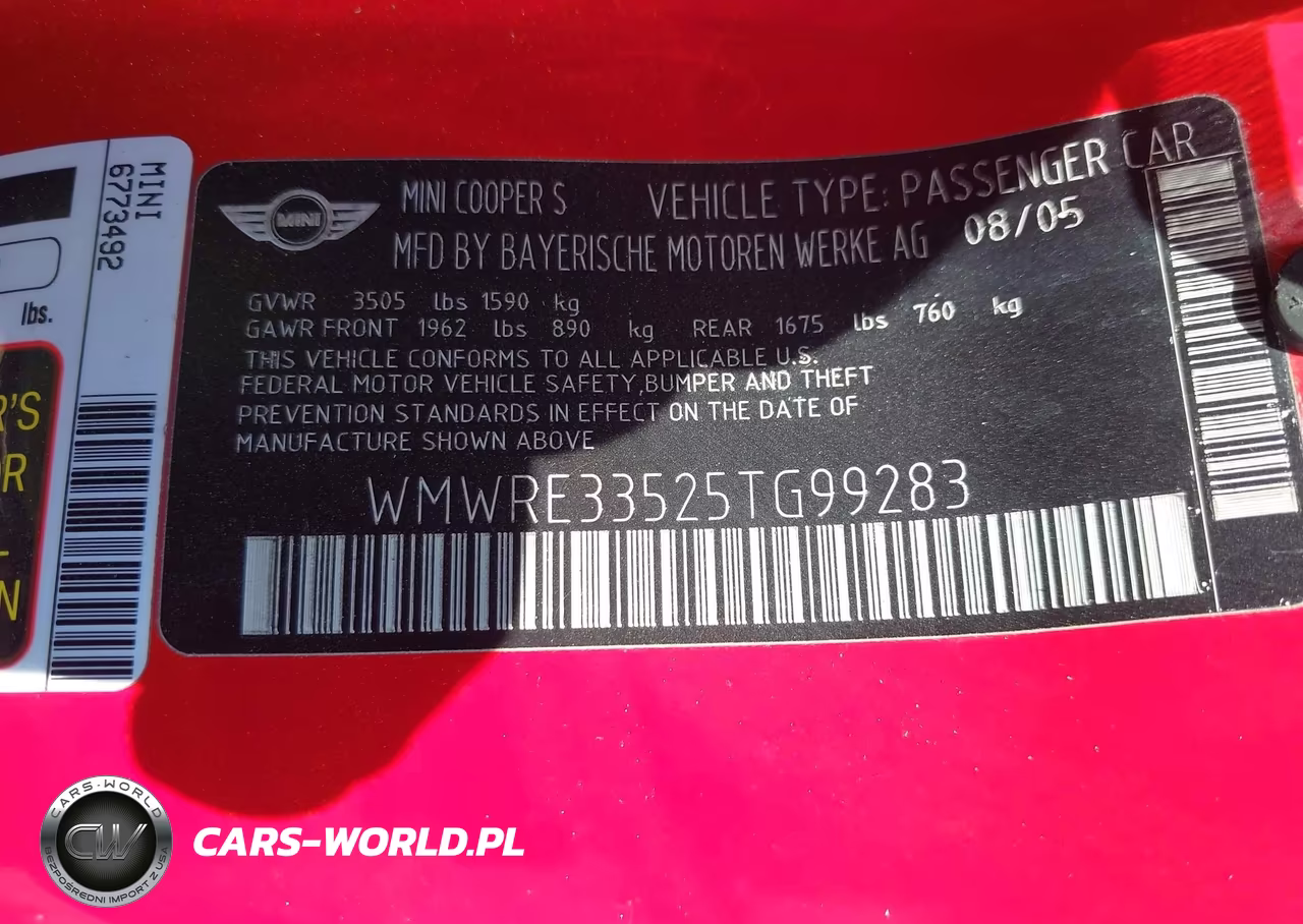 2005 Mini Cooper S VIN:WMWRE33525TG99283 - 9