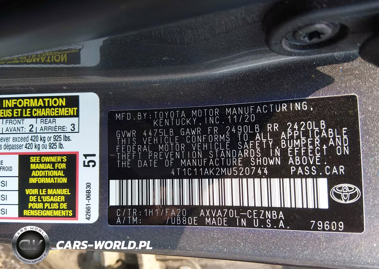 2021 Toyota Camry Le VIN:4T1C11AK2MU520744 - 9