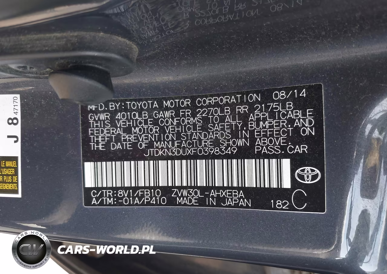 2015 Toyota Prius Three VIN:JTDKN3DUXF0398349 - 9