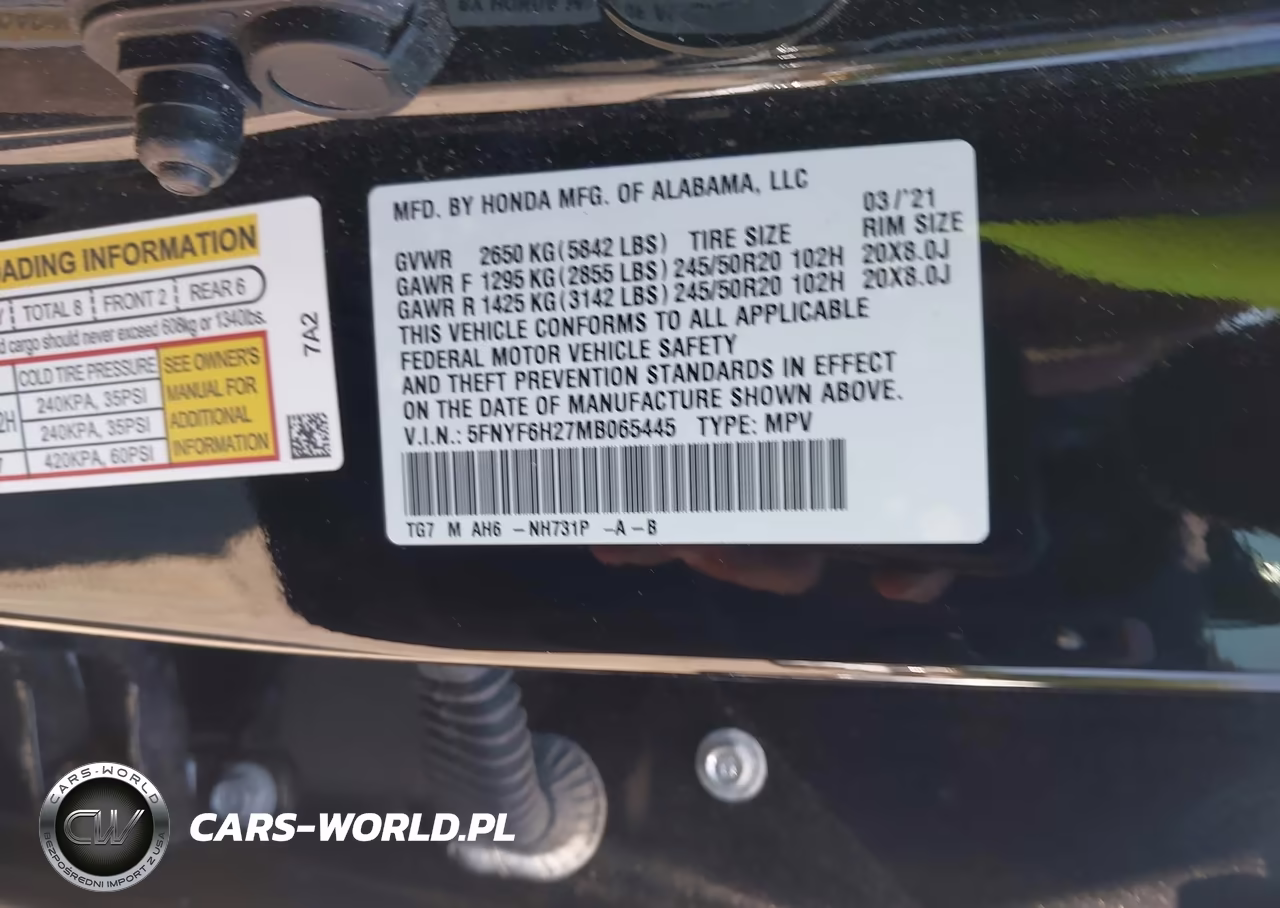 2021 Honda Pilot Awd Special Edition VIN:5FNYF6H27MB065445 - 9