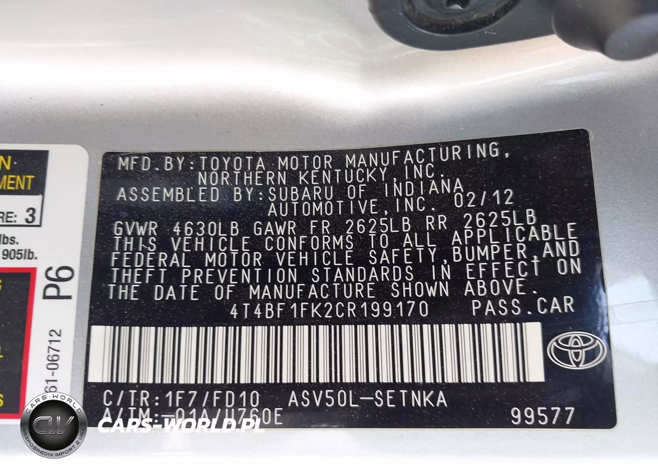 2012 Toyota Camry Le VIN:4T4BF1FK2CR199170 - 9