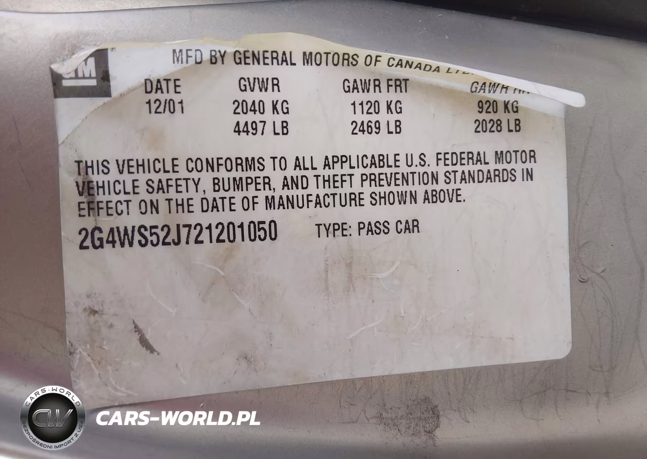 2002 Buick Century Custom VIN:2G4WS52J721201050 - 9