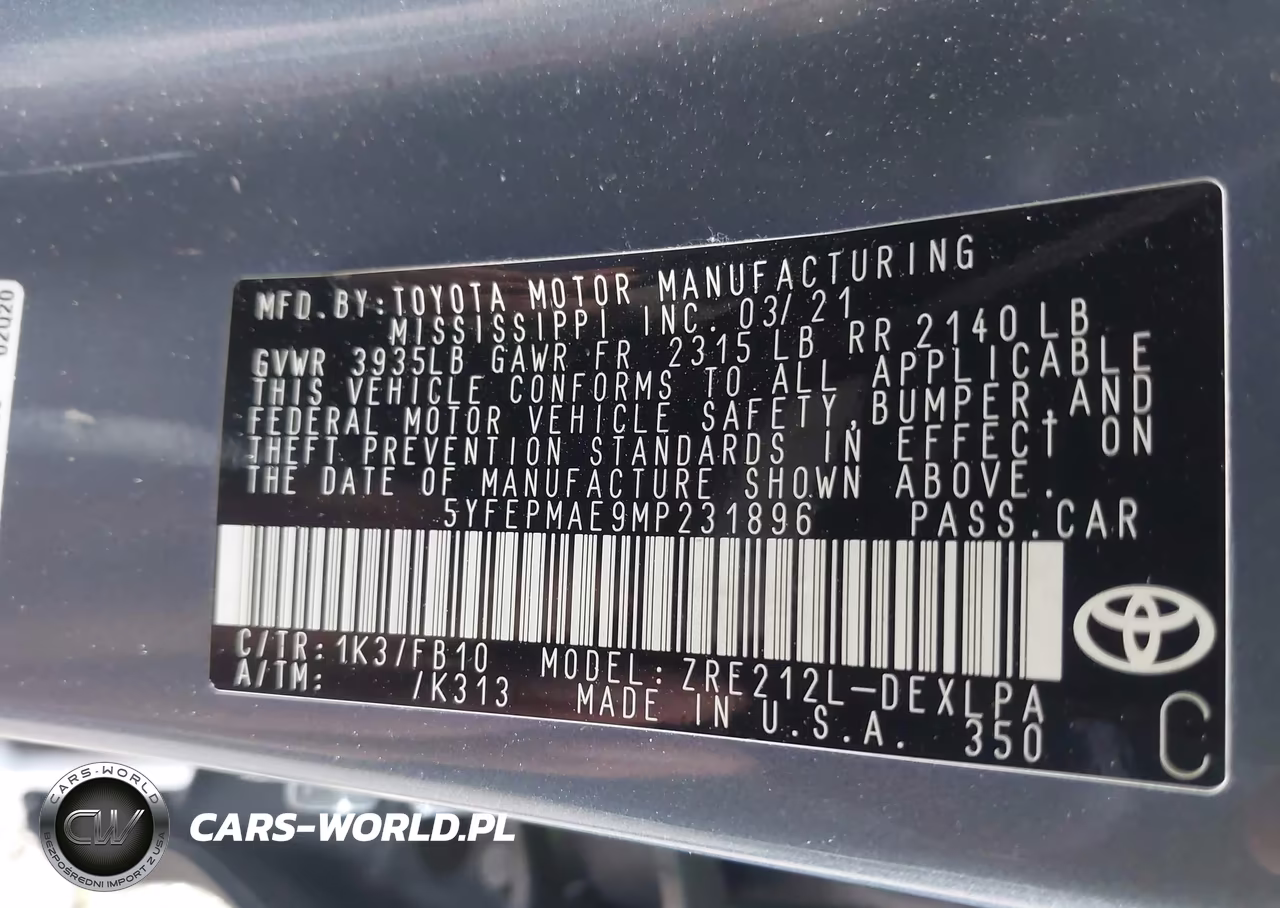 2021 Toyota Corolla Le VIN:5YFEPMAE9MP231896 - 9