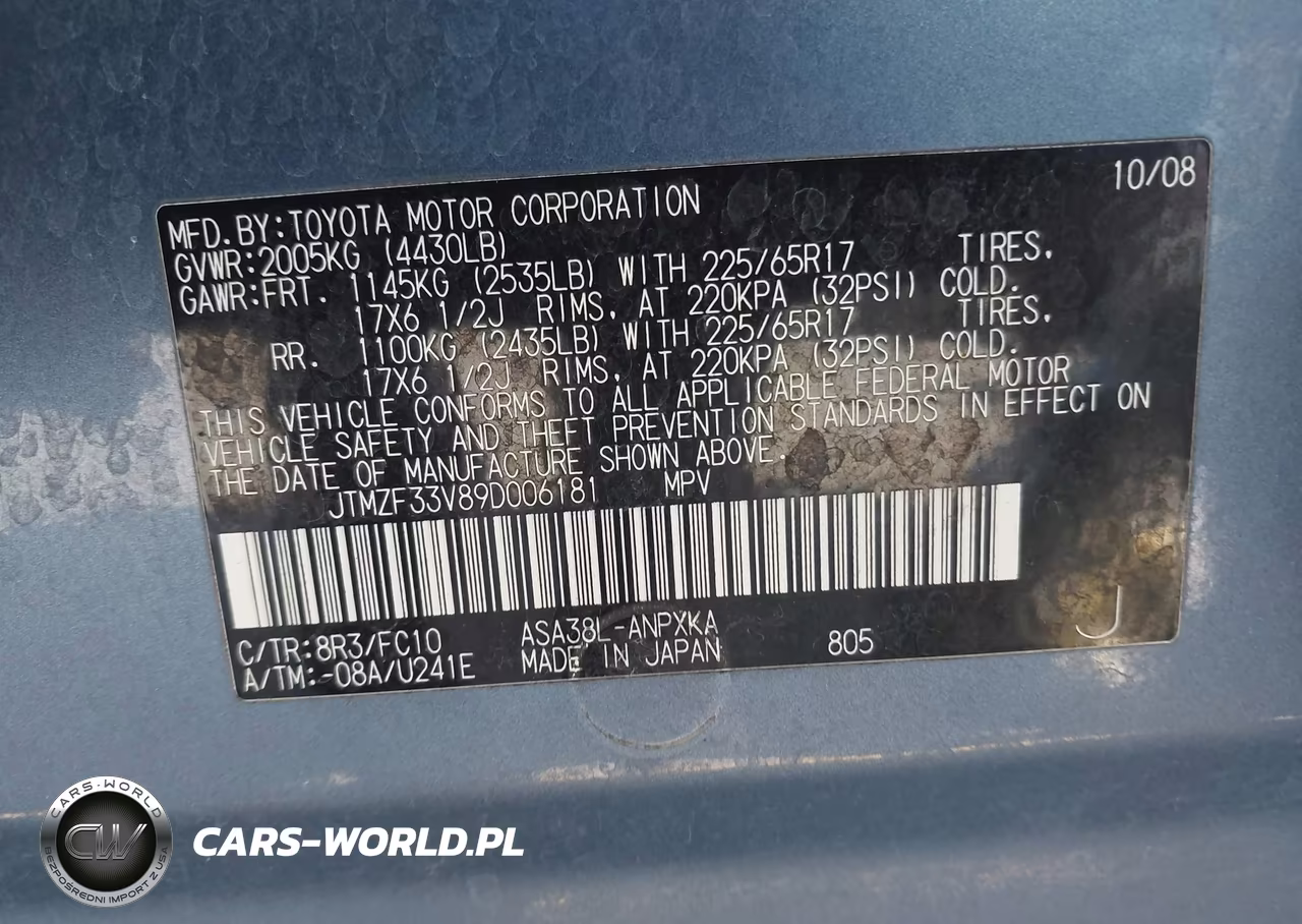 2009 Toyota Rav4 VIN:JTMZF33V89D006181 - 9