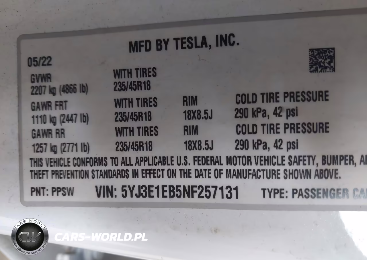 2022 Tesla Model 3 Long Range Dual Motor All-Wheel Drive VIN:5YJ3E1EB5NF257131 - 9