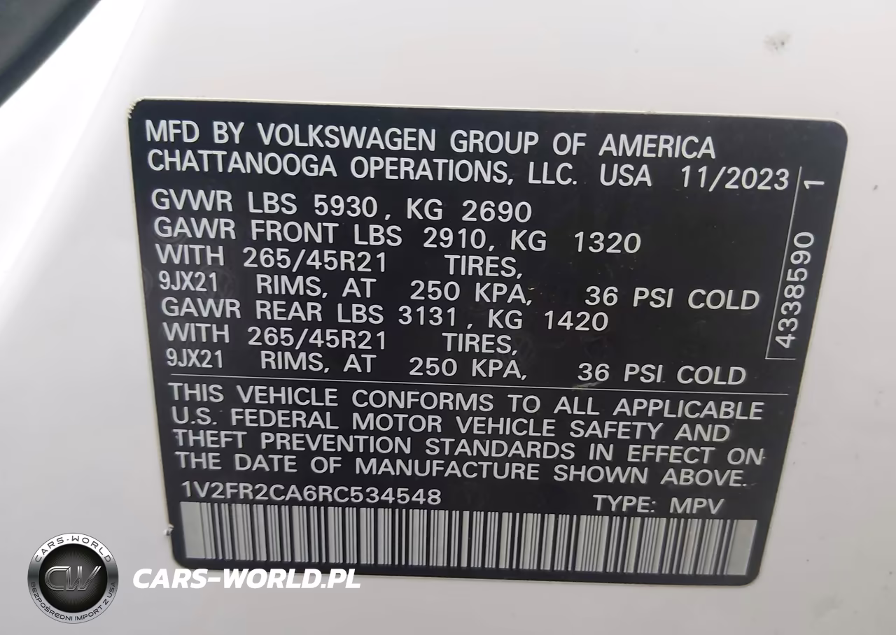 2024 Volkswagen Atlas 2.0T Sel Premium R-Line VIN:1V2FR2CA6RC534548 - 9
