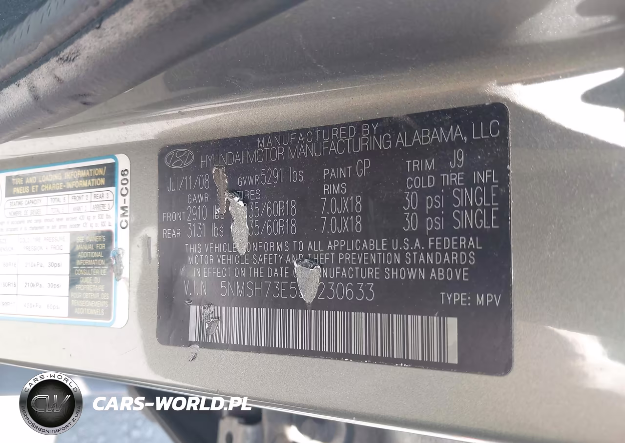 2009 Hyundai Santa Fe Se VIN:5NMSH73E59H230633 - 9