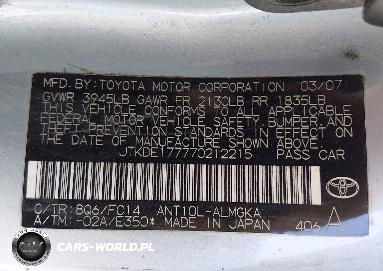2007 Scion Tc VIN:JTKDE177770212215 - 9