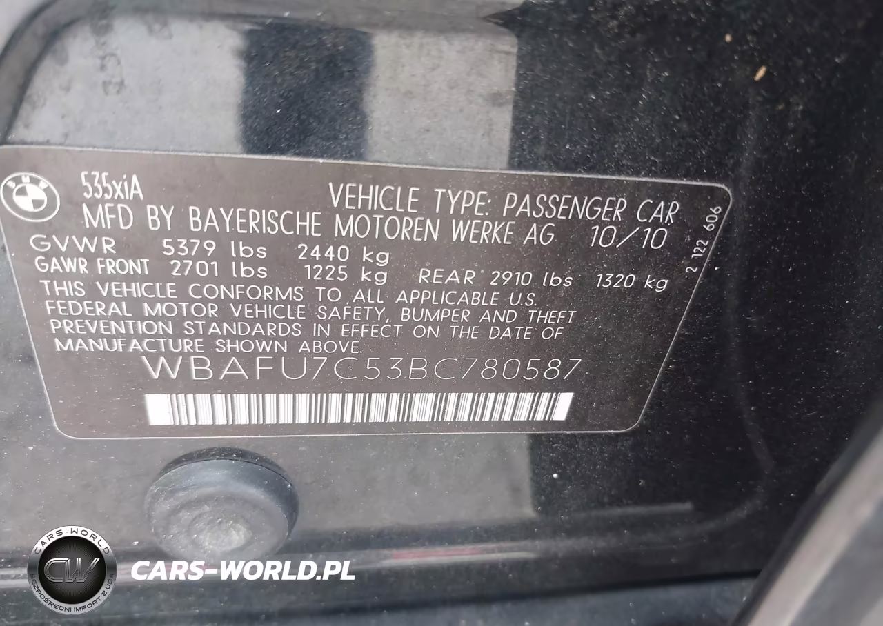 2011 BMW 535I xDrive VIN:WBAFU7C53BC780587 - 9