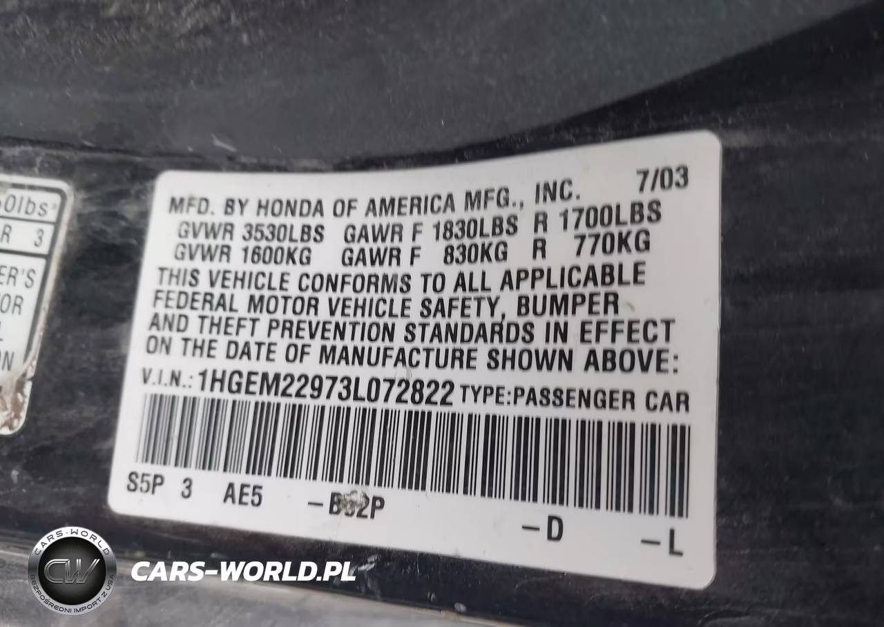 2003 Honda Civic Ex VIN:1HGEM22973L072822 - 9