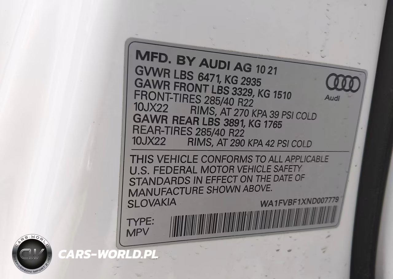 2022 Audi Q8 Prestige 55 Tfsi Quattro Tiptronic VIN:WA1FVBF1XND007779 - 9