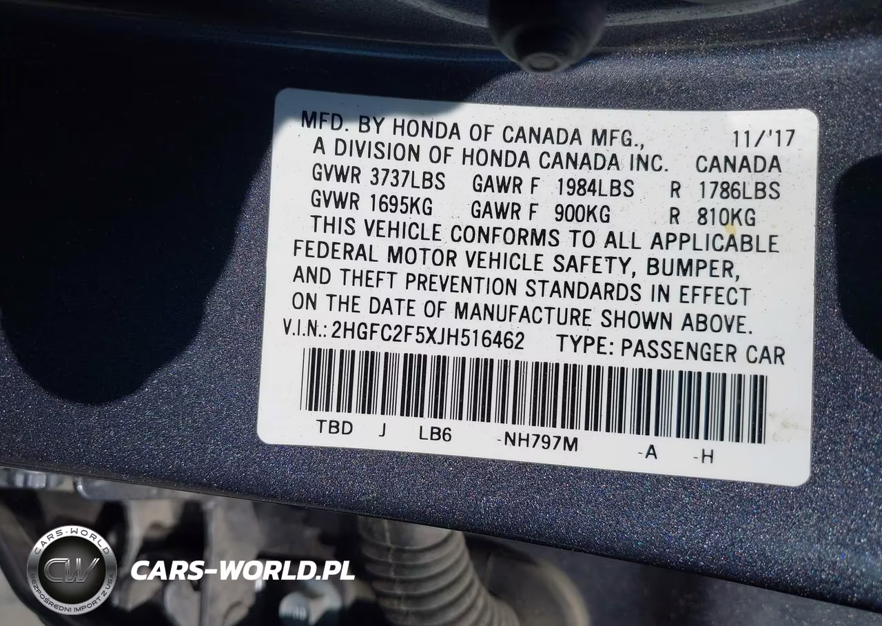 2018 Honda Civic Lx VIN:2HGFC2F5XJH516462 - 9