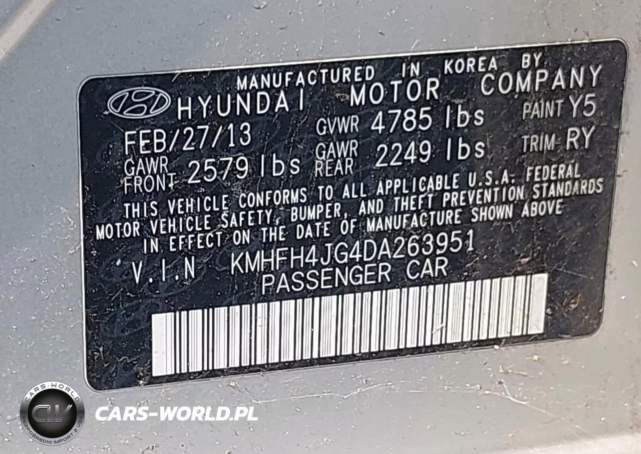 2013 Hyundai Azera VIN:KMHFH4JG4DA263951 - 9