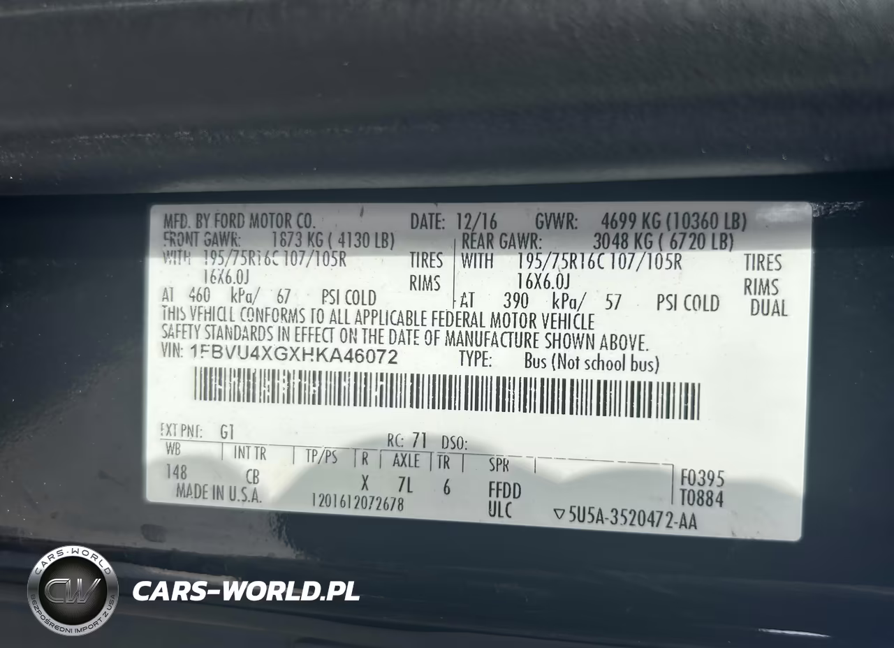 2017 Ford Transit-350 Xlt VIN:1FBVU4XGXHKA46072 - 9