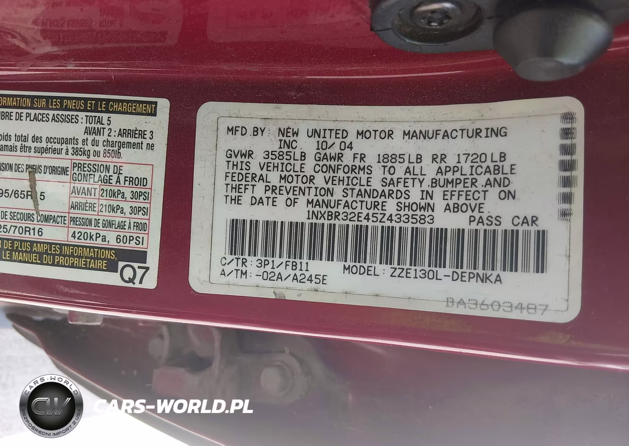 2005 Toyota Corolla Le VIN:1NXBR32E45Z433583 - 9