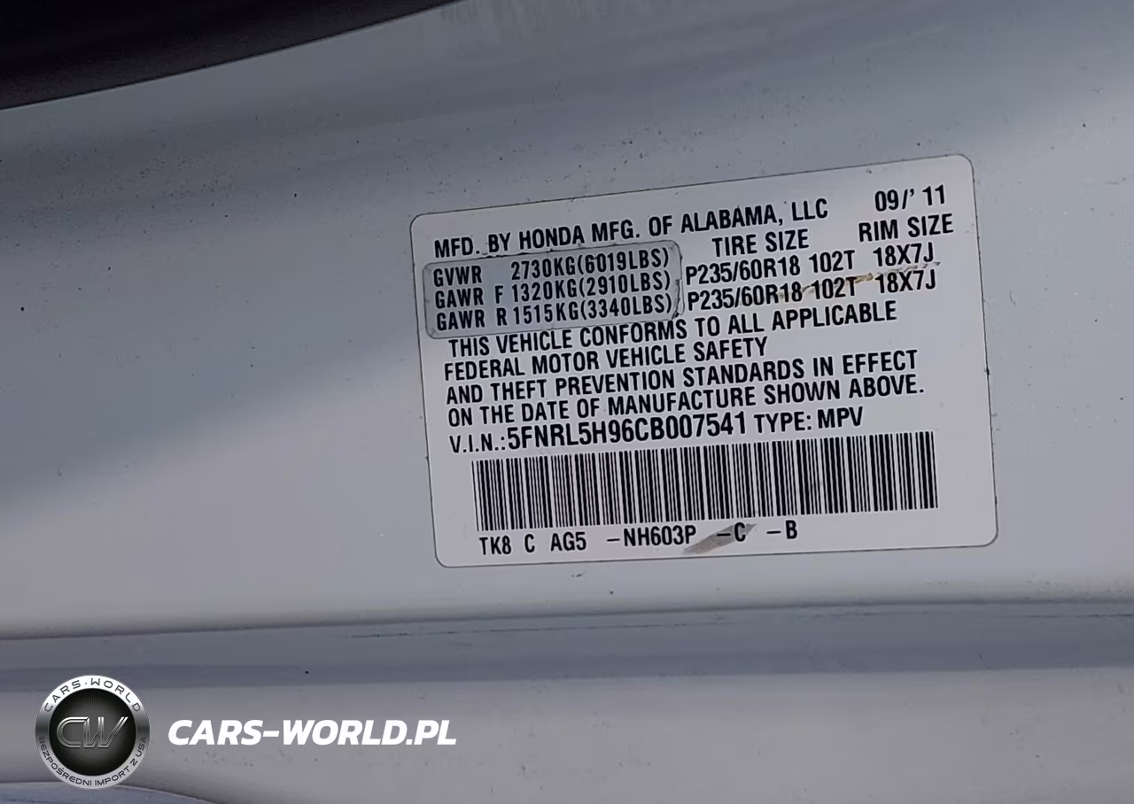 2012 Honda Odyssey Touring-Touring Elite VIN:5FNRL5H96CB007541 - 9