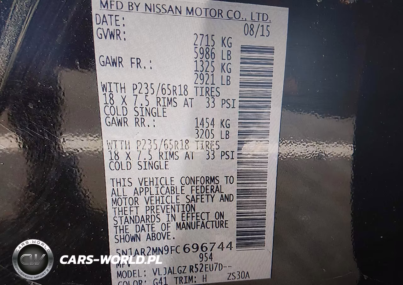 2015 Nissan Pathfinder Sl VIN:5N1AR2MN9FC696744 - 9