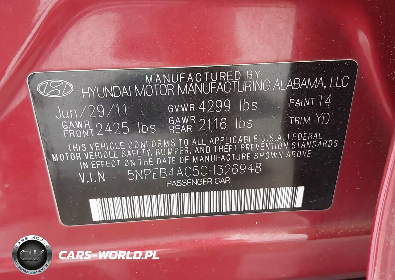 2012 Hyundai Sonata Gls VIN:5NPEB4AC5CH326948 - 9