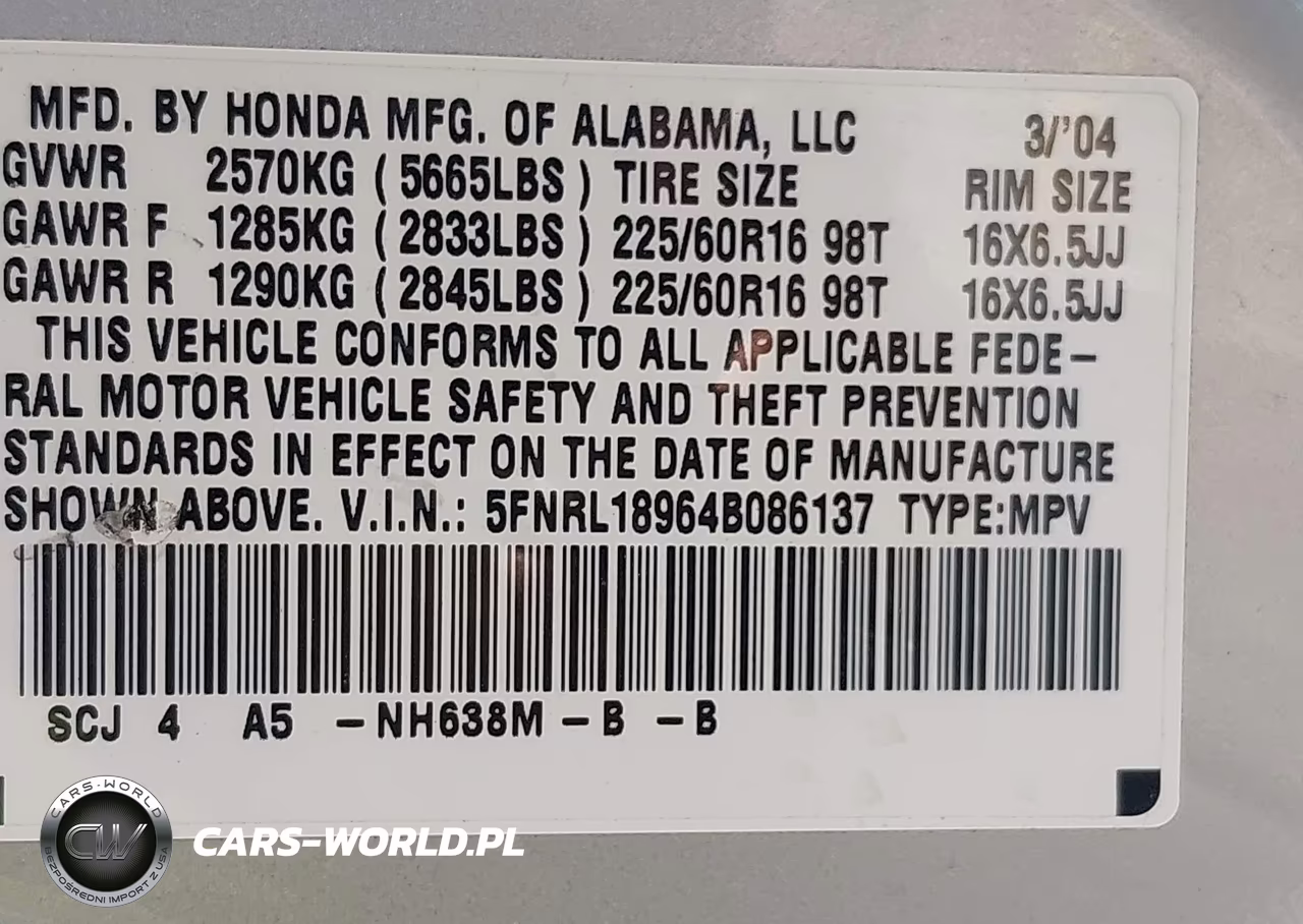2004 Honda Odyssey Ex-L VIN:5FNRL18964B086137 - 9