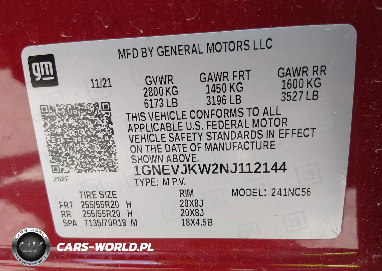 2022 Chevrolet Traverse Awd Rs VIN:1GNEVJKW2NJ112144 - 9