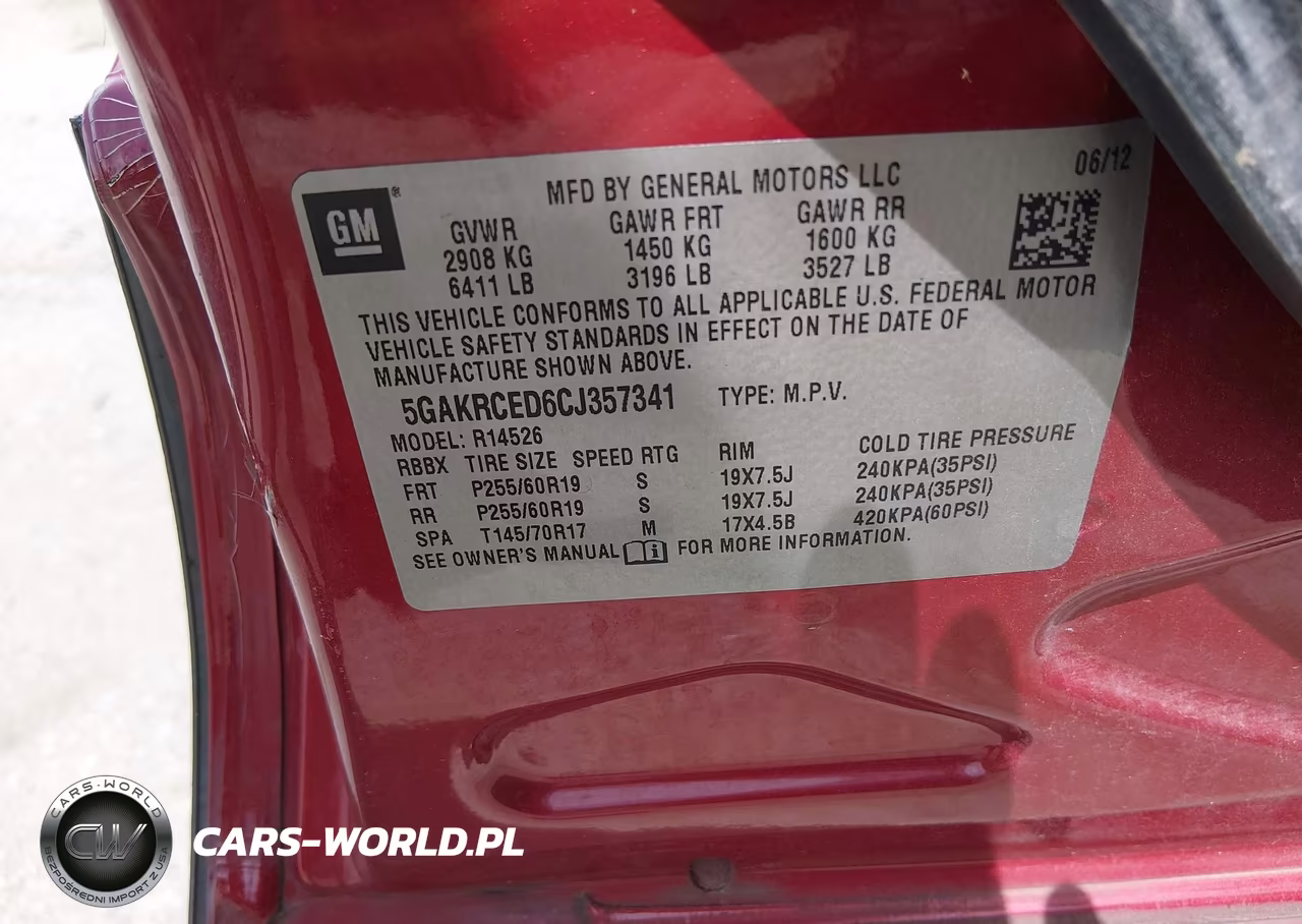 2012 Buick Enclave Leather VIN:5GAKRCED6CJ357341 - 9
