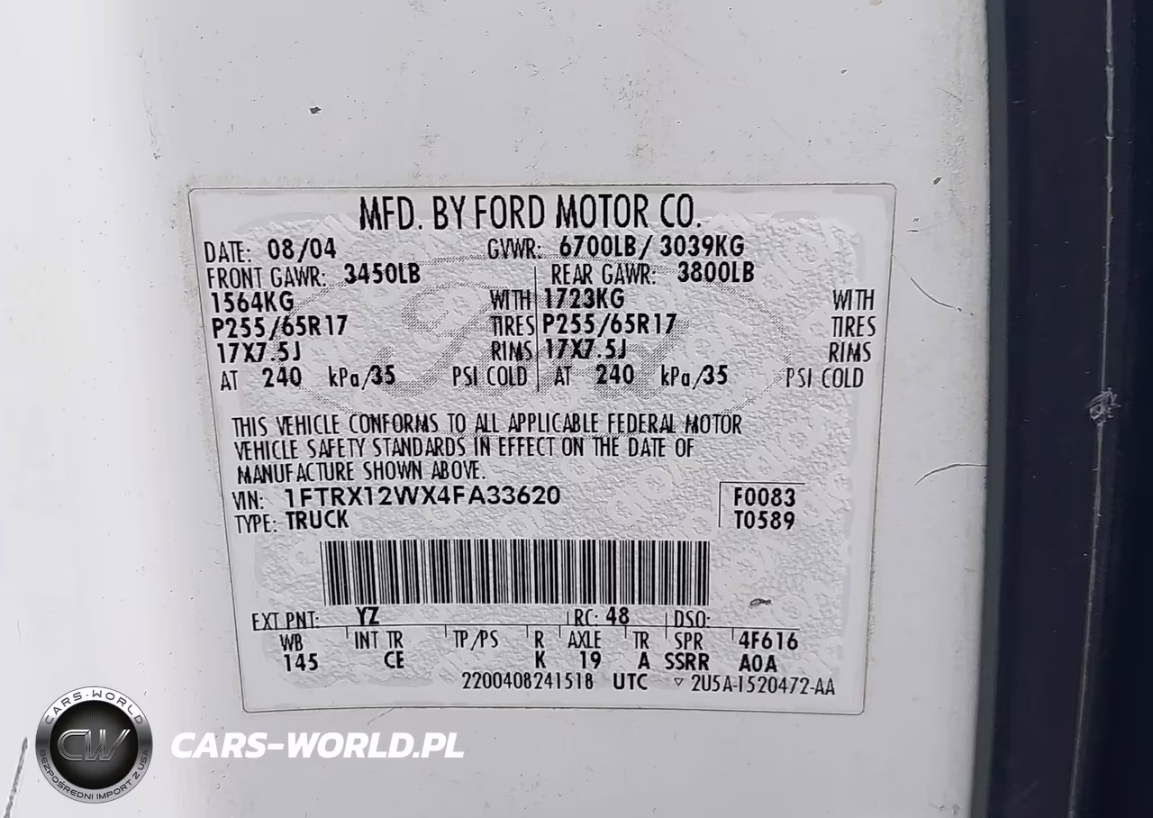 2004 Ford F-150 Stx-Xl-Xlt VIN:1FTRX12WX4FA33620 - 9