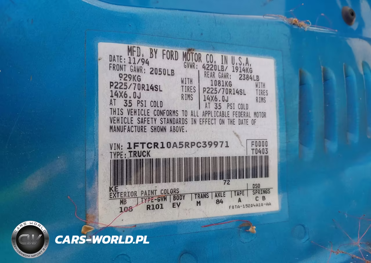 1994 Ford Ranger VIN:1FTCR10A5RPC39971 - 9