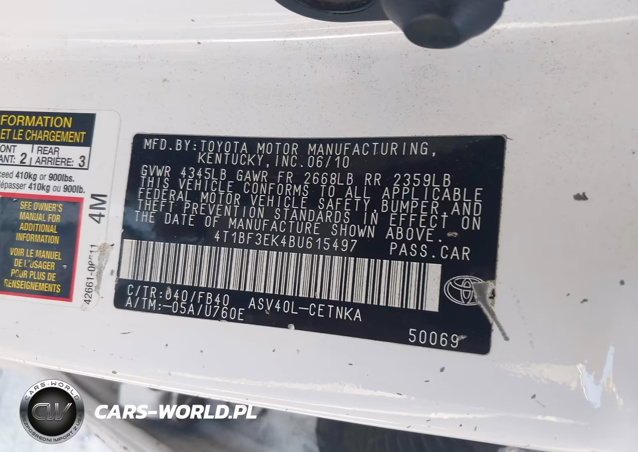 2011 Toyota Camry Le VIN:4T1BF3EK4BU615497 - 9
