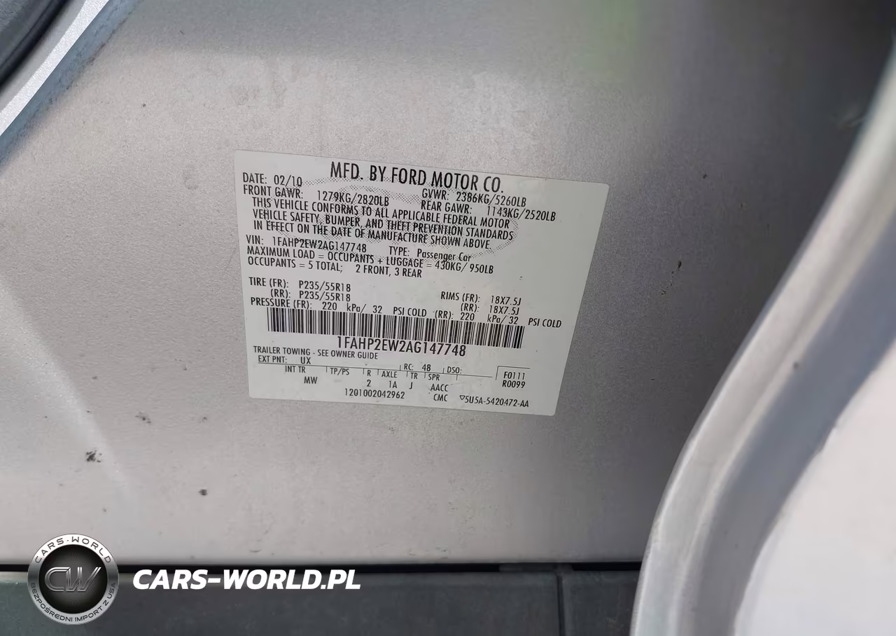 2010 Ford Taurus Sel VIN:1FAHP2EW2AG147748 - 9