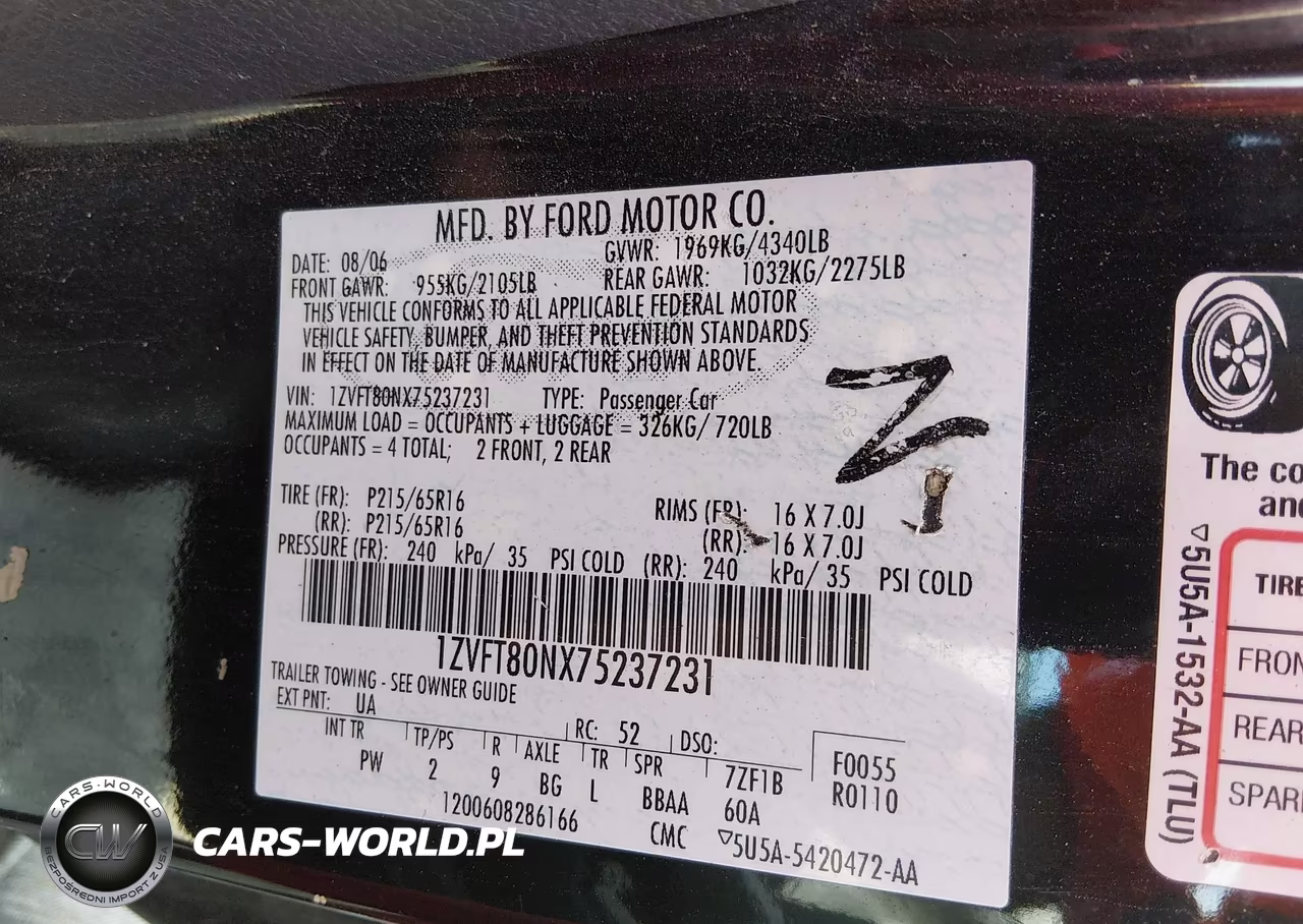 2007 Ford Mustang V6 Deluxe-V6 Premium VIN:1ZVFT80NX75237231 - 9