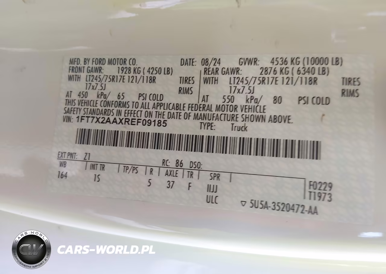 2024 Ford F-250 Xl VIN:1FT7X2AAXREF09185 - 9