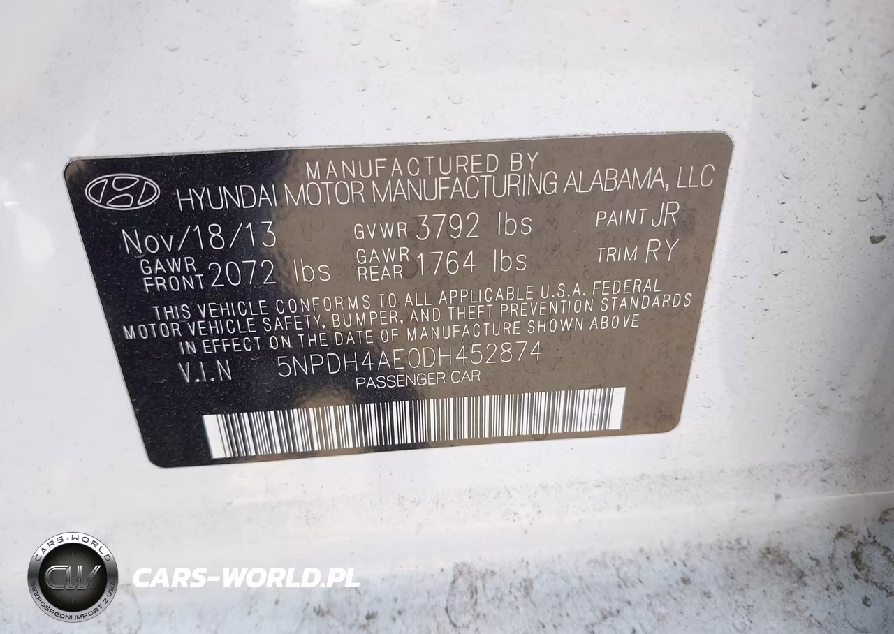 2013 Hyundai Elantra Limited VIN:5NPDH4AE0DH452874 - 9