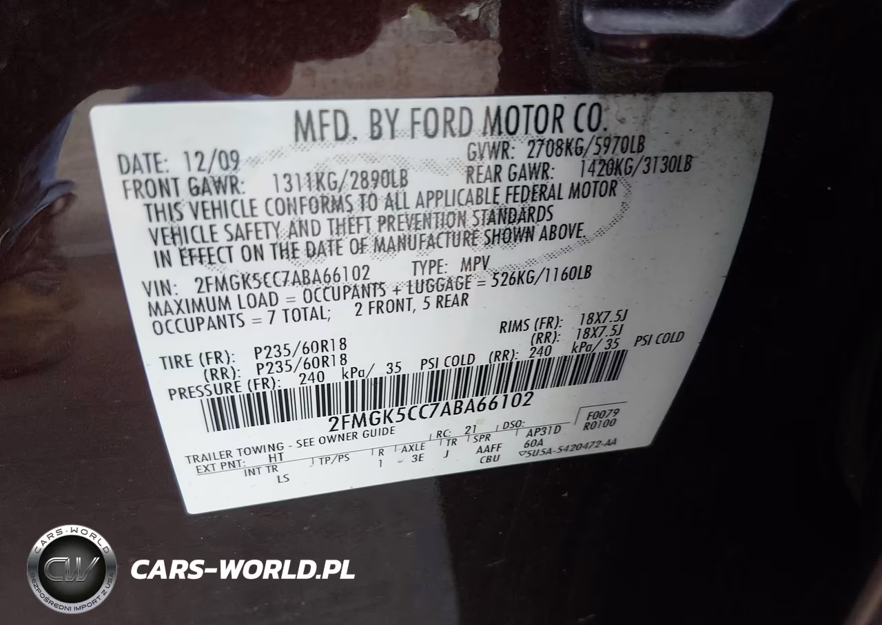 2010 Ford Flex Sel VIN:2FMGK5CC7ABA66102 - 9