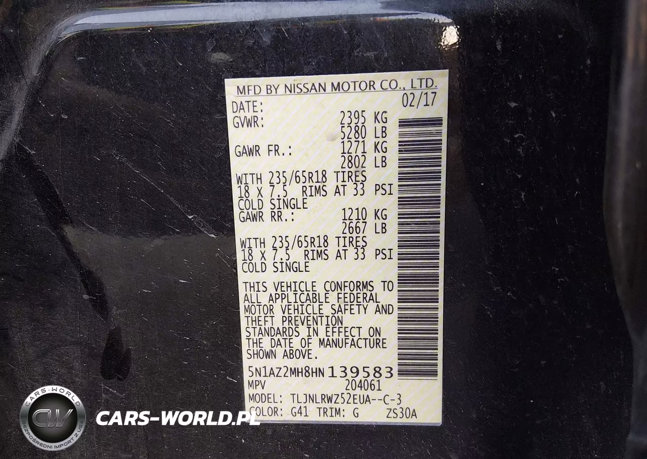 2017 Nissan Murano Sl VIN:5N1AZ2MH8HN139583 - 9