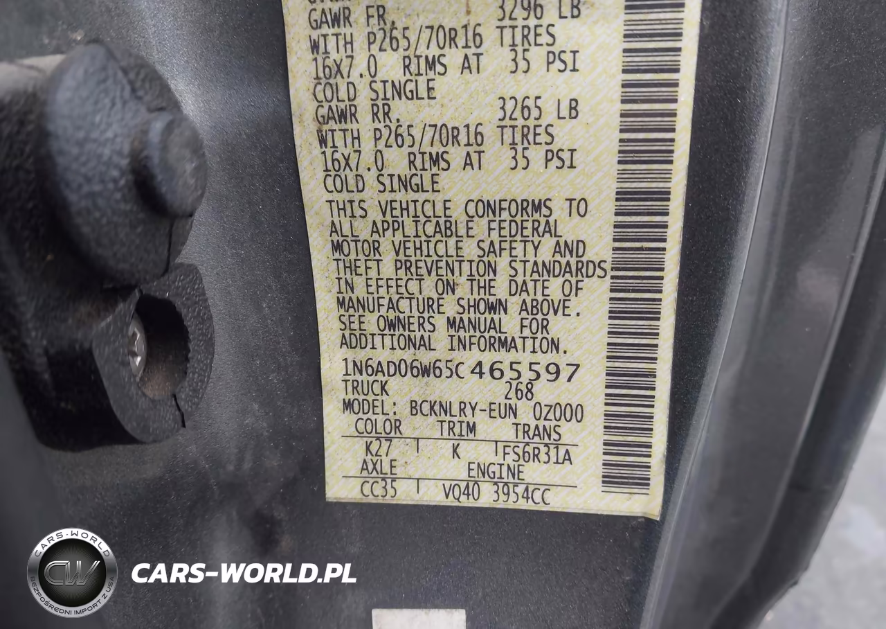 2005 Nissan Frontier Se VIN:1N6AD06W65C465597 - 9