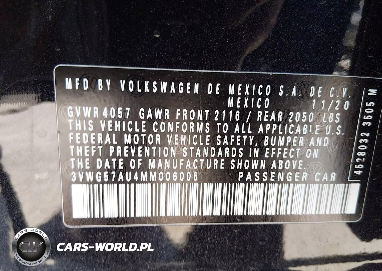 2021 Volkswagen Golf 1.4T Tsi VIN:3VWG57AU4MM006006 - 9