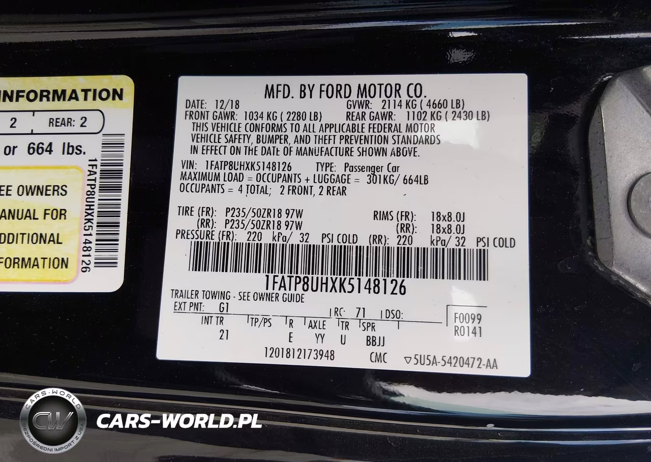2019 Ford Mustang Ecoboost VIN:1FATP8UHXK5148126 - 9