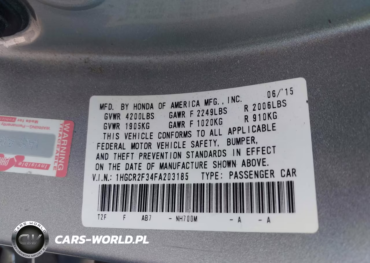 2015 Honda Accord Lx VIN:1HGCR2F34FA203185 - 9
