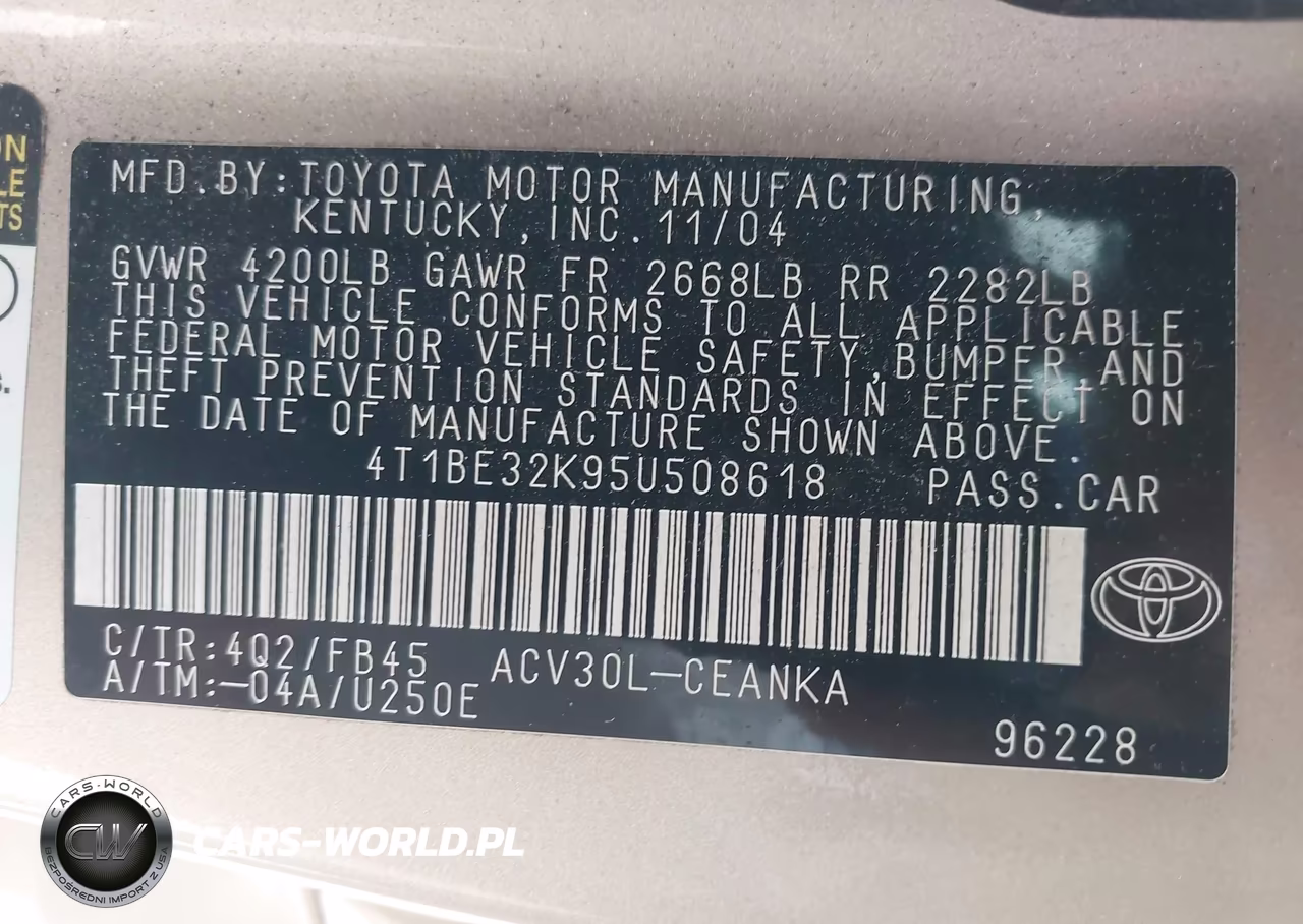 2005 Toyota Camry Le VIN:4T1BE32K95U508618 - 9