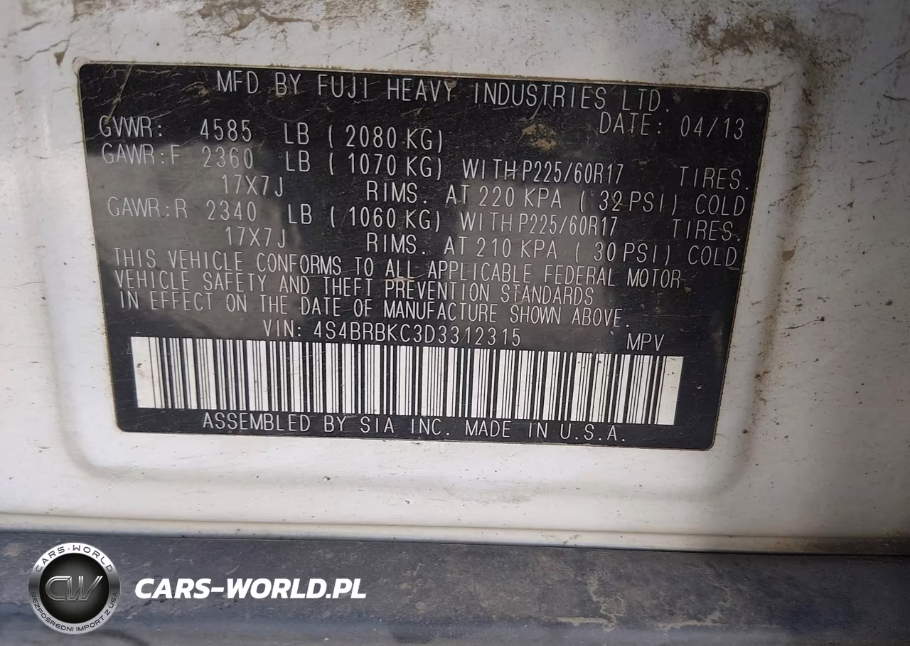 2013 Subaru Outback 2.5I Limited VIN:4S4BRBKC3D3312315 - 9