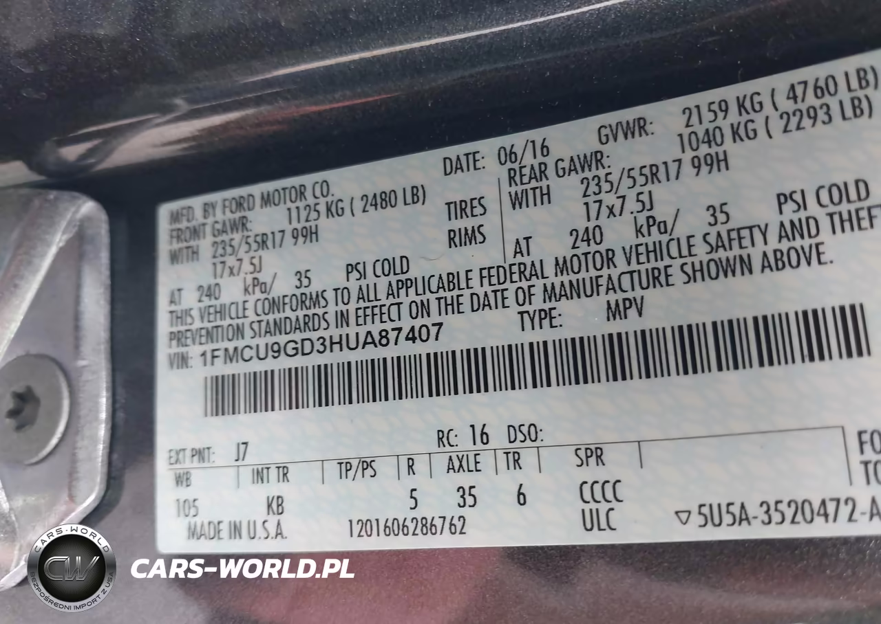 2017 Ford Escape Se VIN:1FMCU9GD3HUA87407 - 9