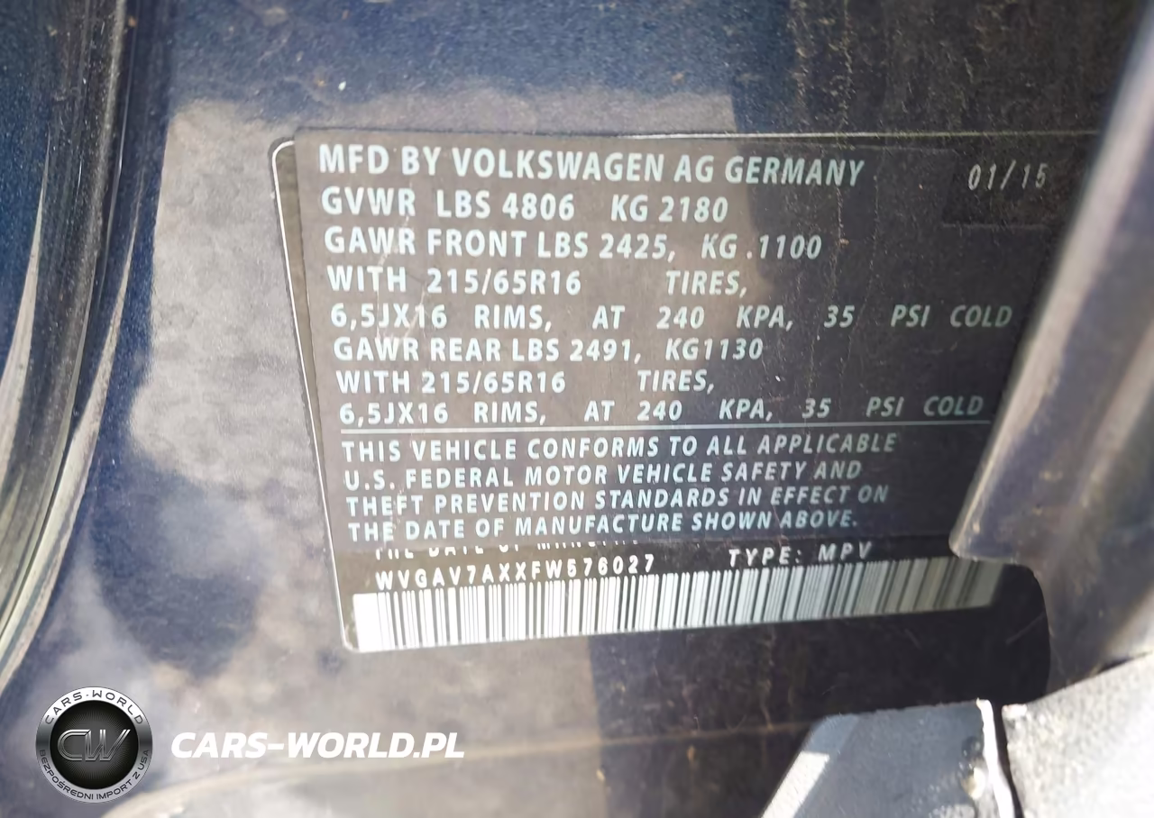 2015 Volkswagen Tiguan S VIN:WVGAV7AXXFW576027 - 9