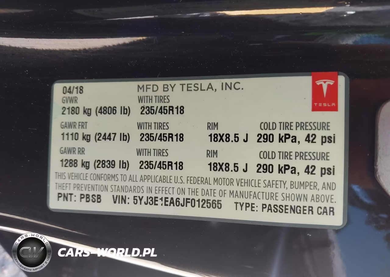 2018 Tesla Model 3 Long Range-Mid Range VIN:5YJ3E1EA6JF012565 - 9